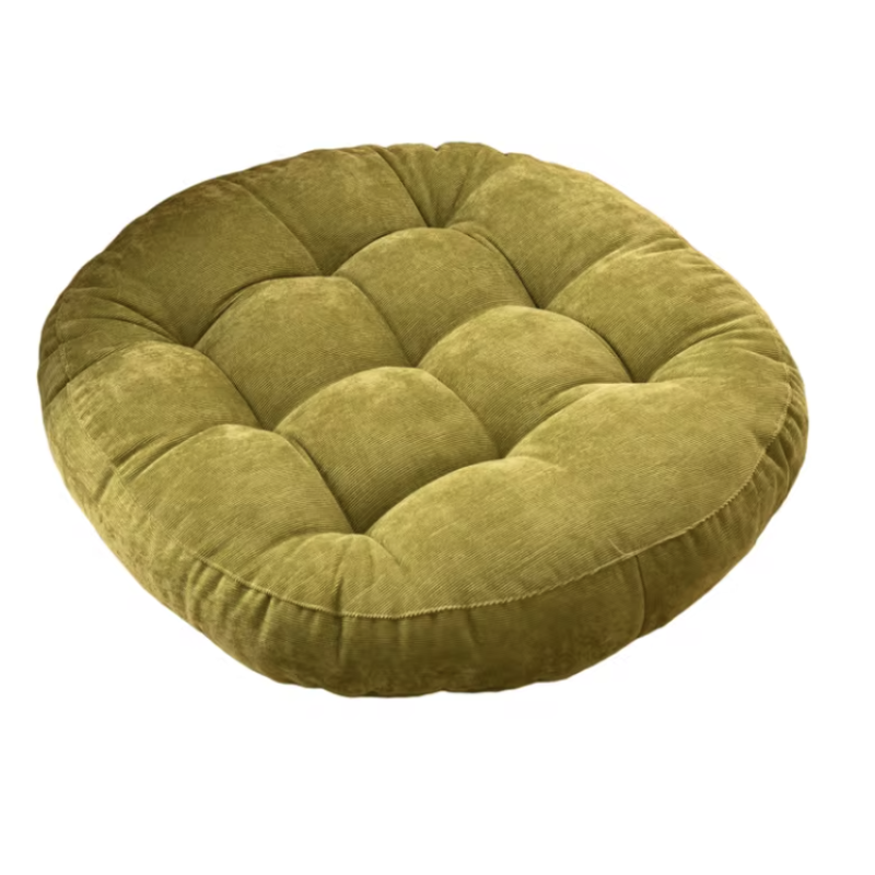 Corduroy Green 42cm Round Cushion Floor Pillow for Yoga Living Room Office