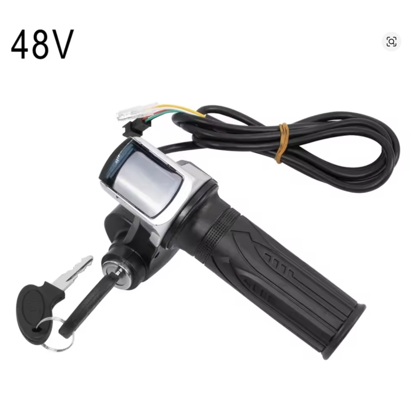 48V E-Bike Throttle Grip Handlebar with Lock and LED Power Indicator