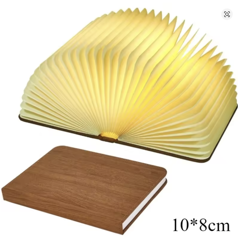 Book Light 3D Folding LED Night Lamp Wooden Magnetic USB Rechargeable