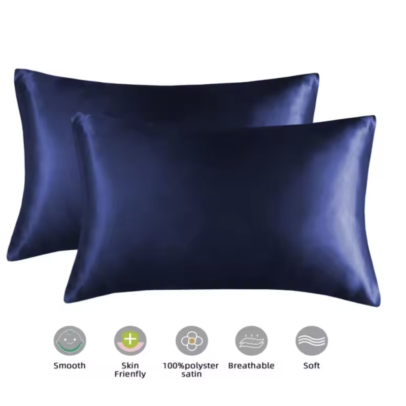 Navy Blue Mulberry Silk Pillowcase 50×66cm for Hair & Skin Care, 1 PC
