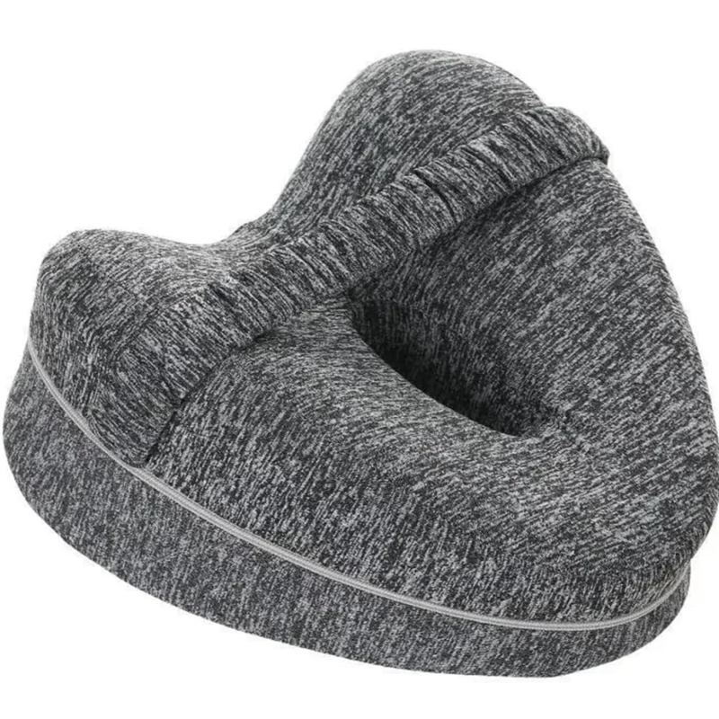 Grey Memory Cotton Leg Pillow Hollow Heart for Pregnancy Side Sleepers