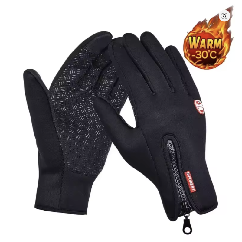 Black M Men’s Winter Gloves Waterproof Windproof Touchscreen Zipper Cold Gloves