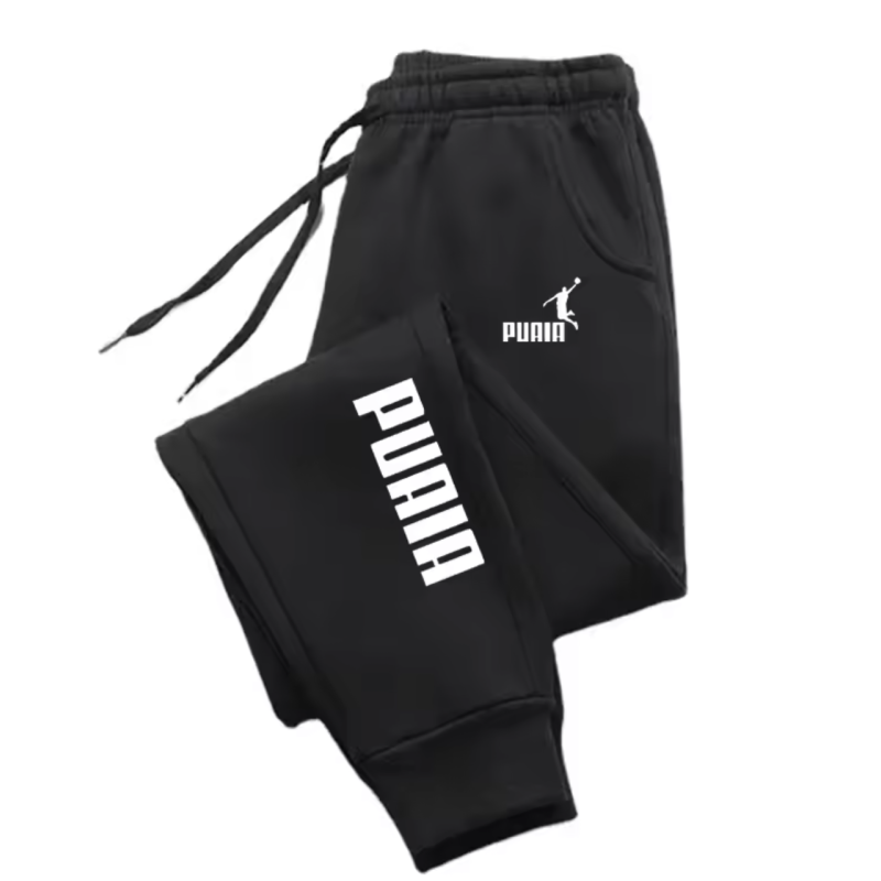 Black XL Men’s Jogging Pants – Loose Fit Solid Color Streetwear Sport Trou