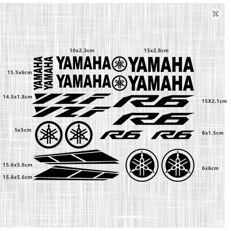 Black Yamaha R1 R3 R6 Vinyl Logo Sticker Waterproof Reflective