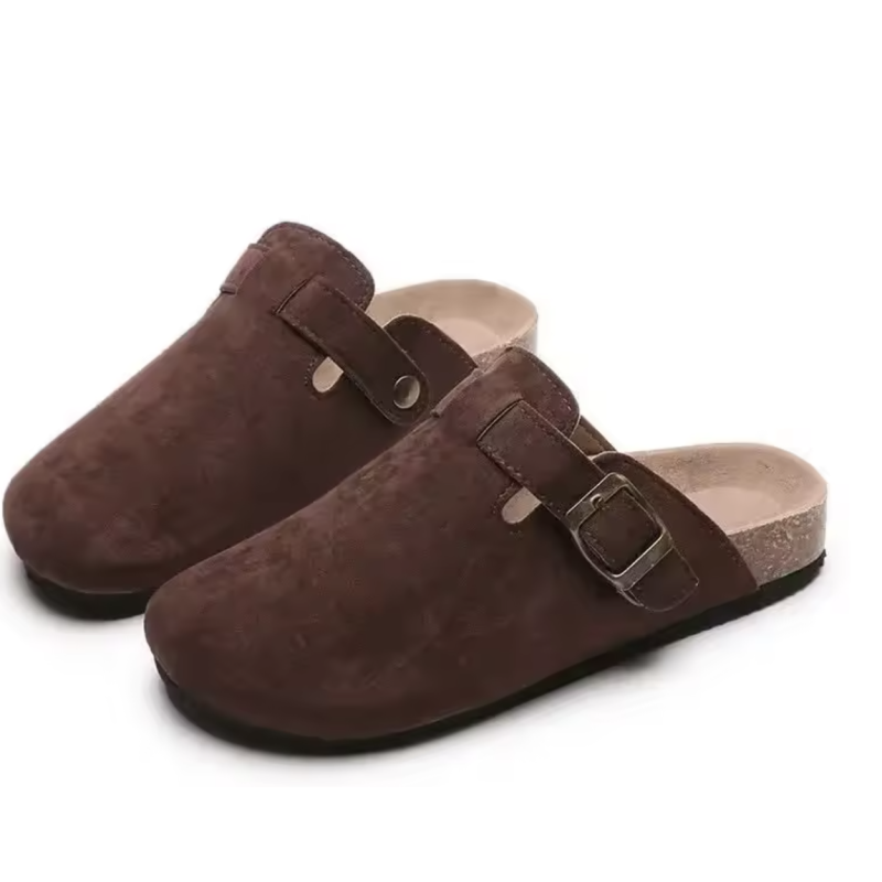 Dark Brown Cork Suede Clogs for Women & Men – Classic Cork Mules Slides, Size 37