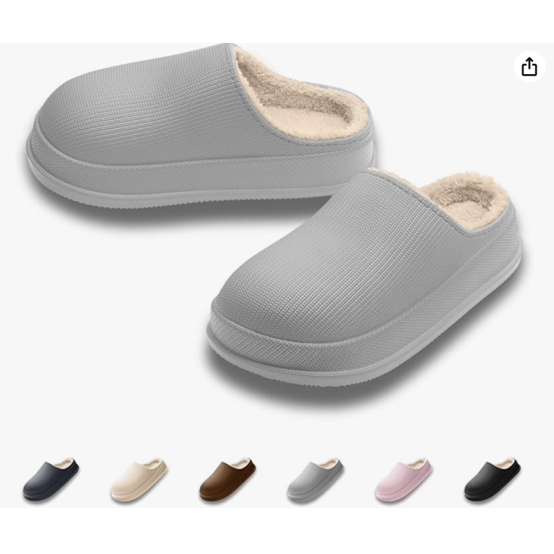 Gray 36–37 Original Fur Warm Waterproof Non-Slip Slippers