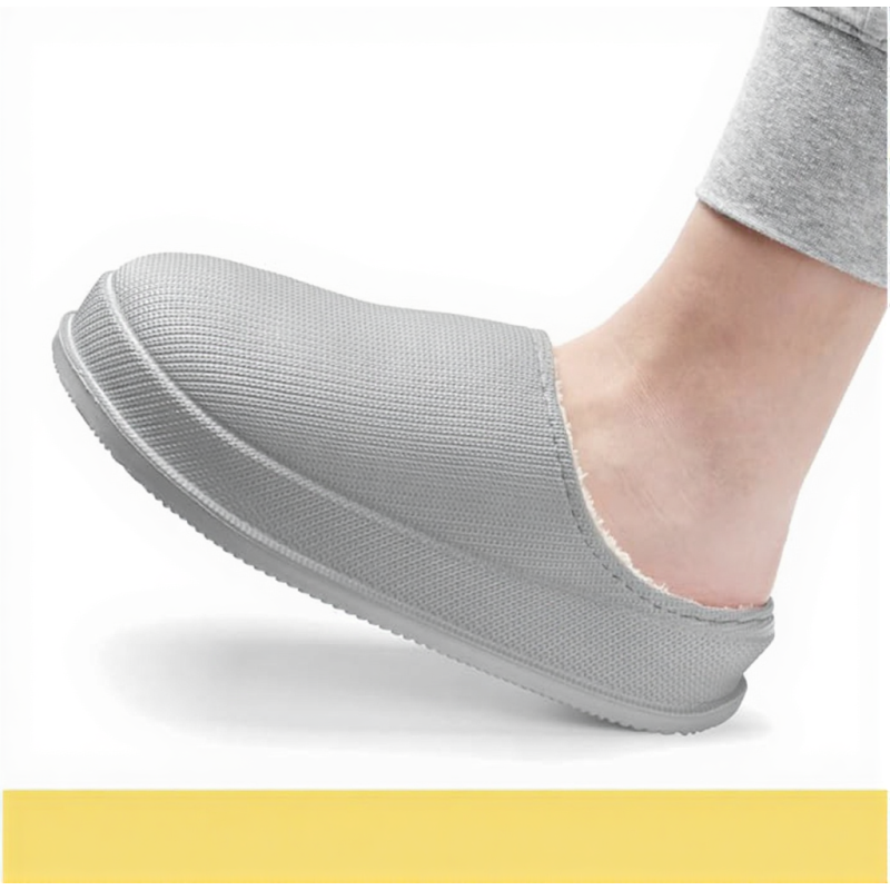 Light Gray 36–37 EVA Winter Indoor Slippers – Waterproof, Anti-Slip, Thick Sole