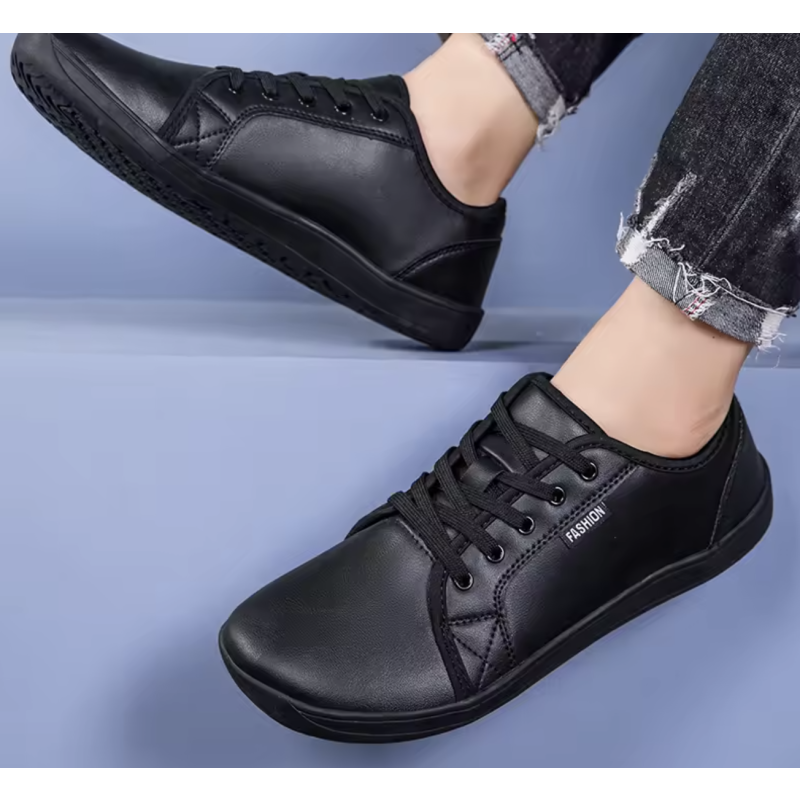 Black Size 44 Oiaano Men’s Wide Toe Minimalist Leather Slip-On Casual Sneakers