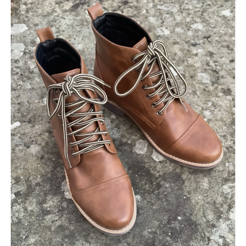 Tan Brown Size 45 Men’s High Top Leather Lace-Up Boots