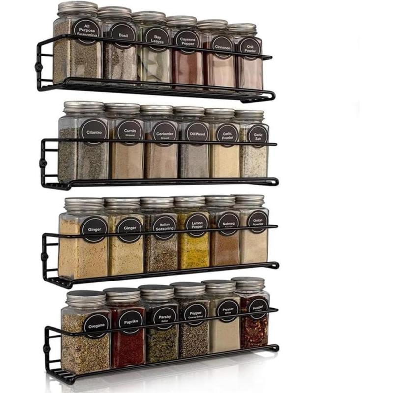 Free shipping Wall Spice Rack Organizer for Cabinet Door- 4 Tier Spice Rack Wall Mount with Adhensiv