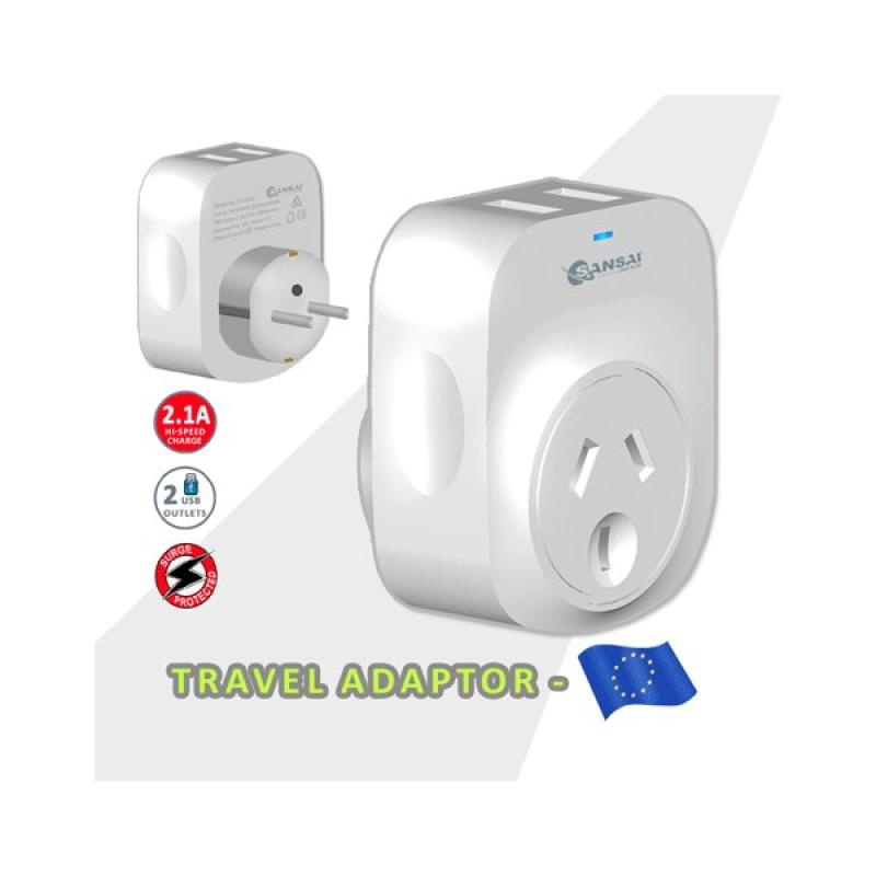 Free shipping 2 Port USB Travel Adaptor For Europe From Australia New Zealand