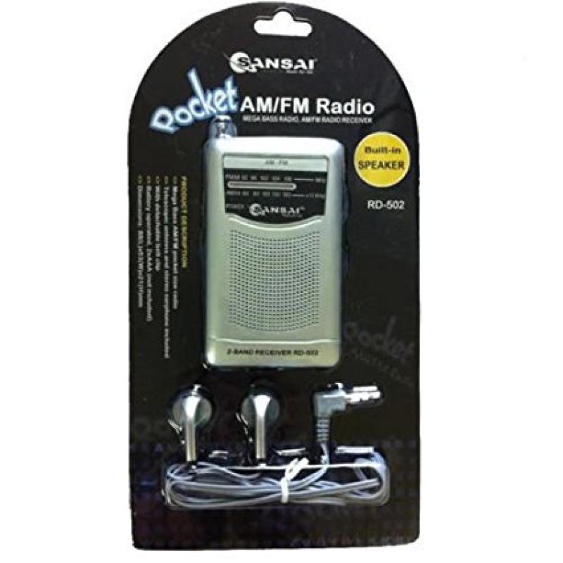 Free shipping SANSAI Portable Pocket AM FM Radio Speaker/Telescopic/Antenna/earphone plug jack 3.5mm