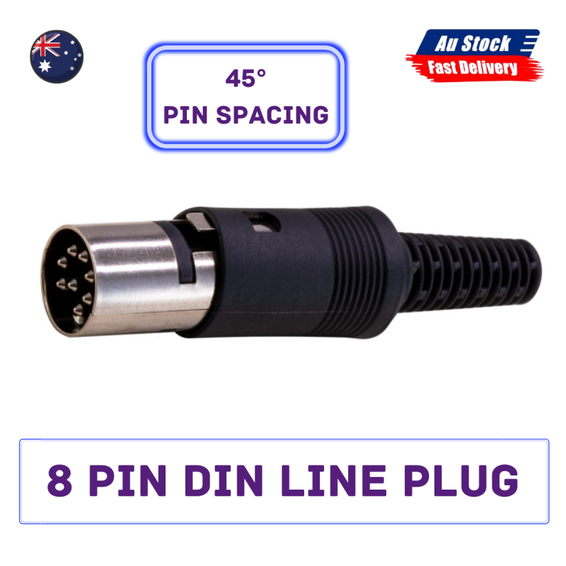 Free shipping 8 PIN DIN LINE PLUG 45° PIN SPACING