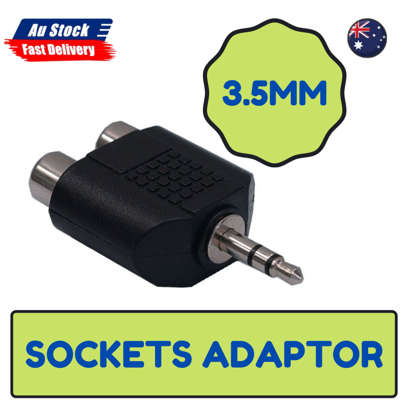 Free shipping 3.5MM STEREO PLUG TO 2X RCA SOCKETS ADAPTOR