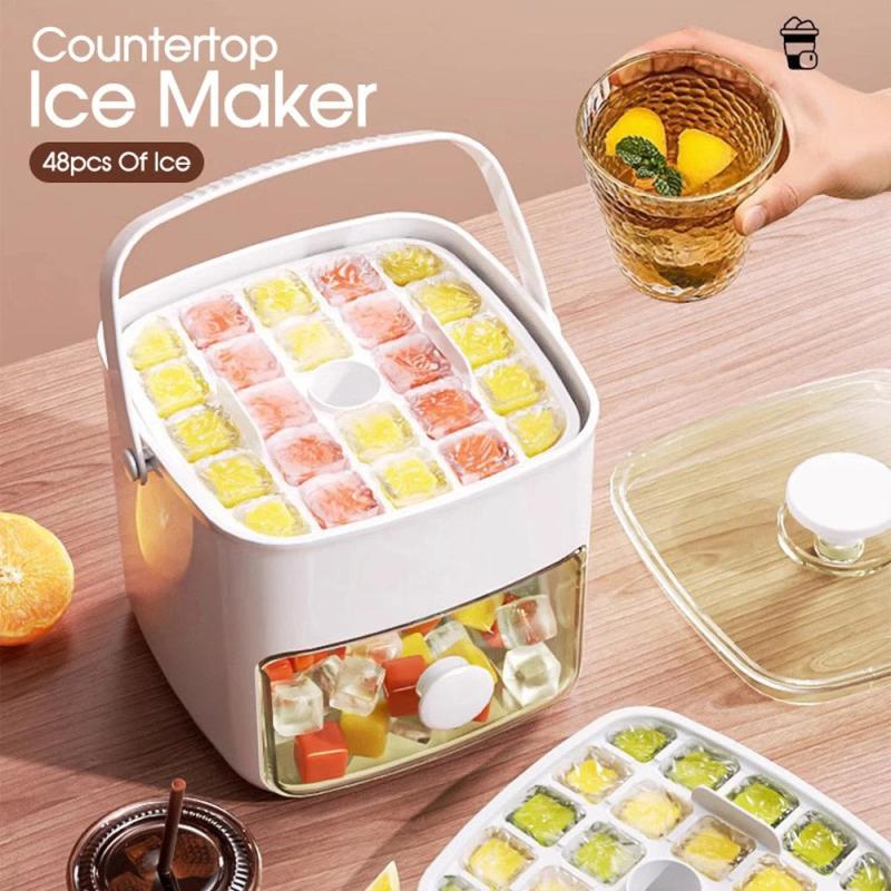 Free shipping Countertop Ice Maker, 48pcs Of Ice, Double-layer Design, Food-grade Safety, Suitable f