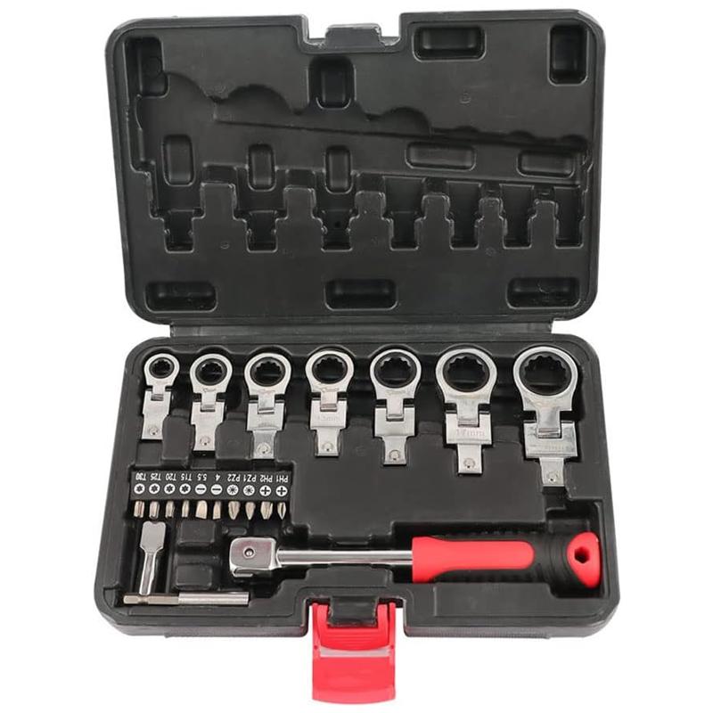 Free shipping 20pcs 180° Ratchet Gear Wrench Kit - Detachable Swivel Head Ratchet Wrench - Ideal for