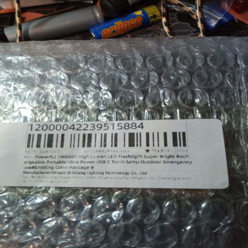  Package B 1000000 Lumen LED Flashlight Super Bright Rechargeable USB-C Torch