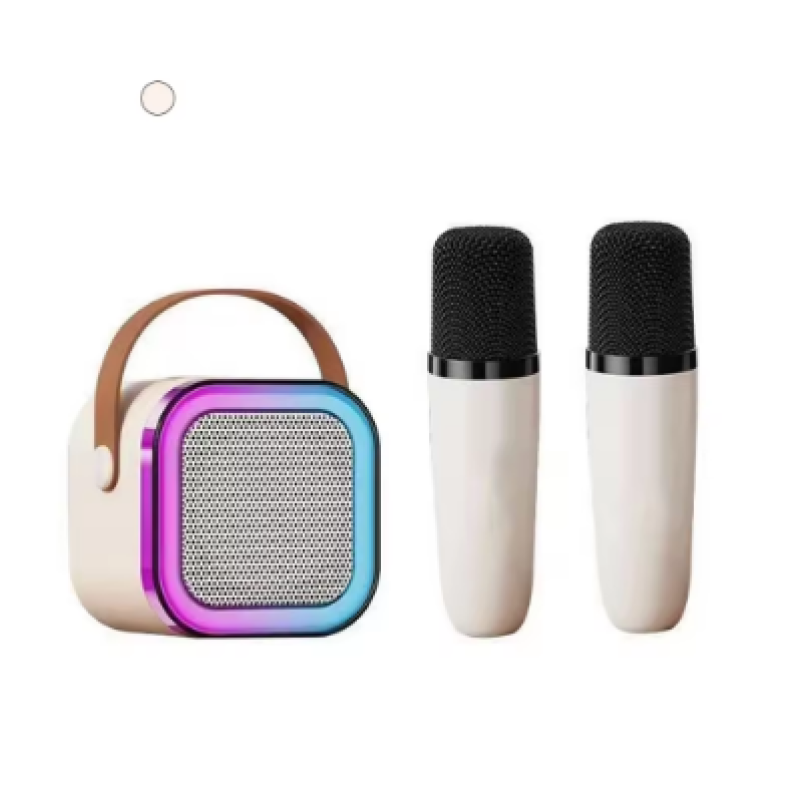 White-2MIC-K12  Wireless Bluetooth Microphone and Speaker for Gaming and Karaoke