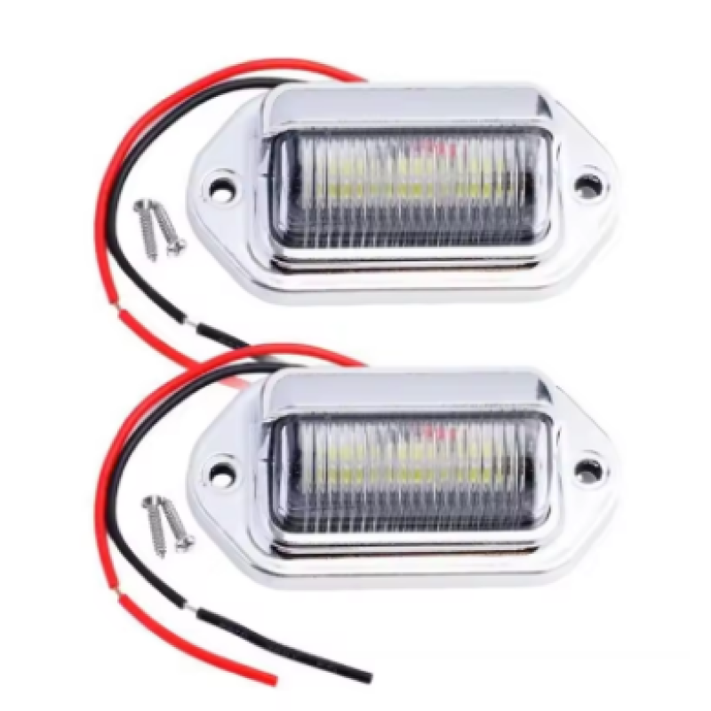2PCS Silver 2PCS 6-LED Car License Plate Lights for SUV, Truck, and Van