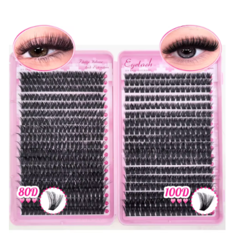 D 0.07mm JMS80P100P 480/800pcs Fluffy Cluster Eyelashes 30D–100D Mixed Length