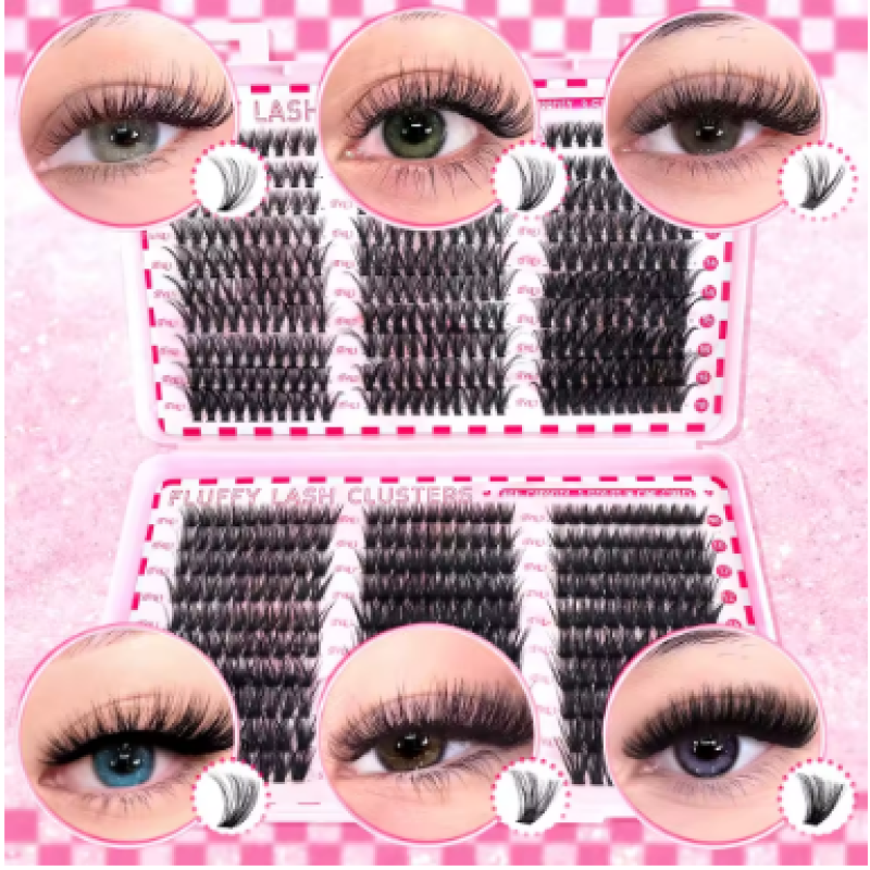 PS 30-100 6 types 0.07mm D 480/800pcs Fluffy Cluster Eyelashes 30D–100D Mixed 
