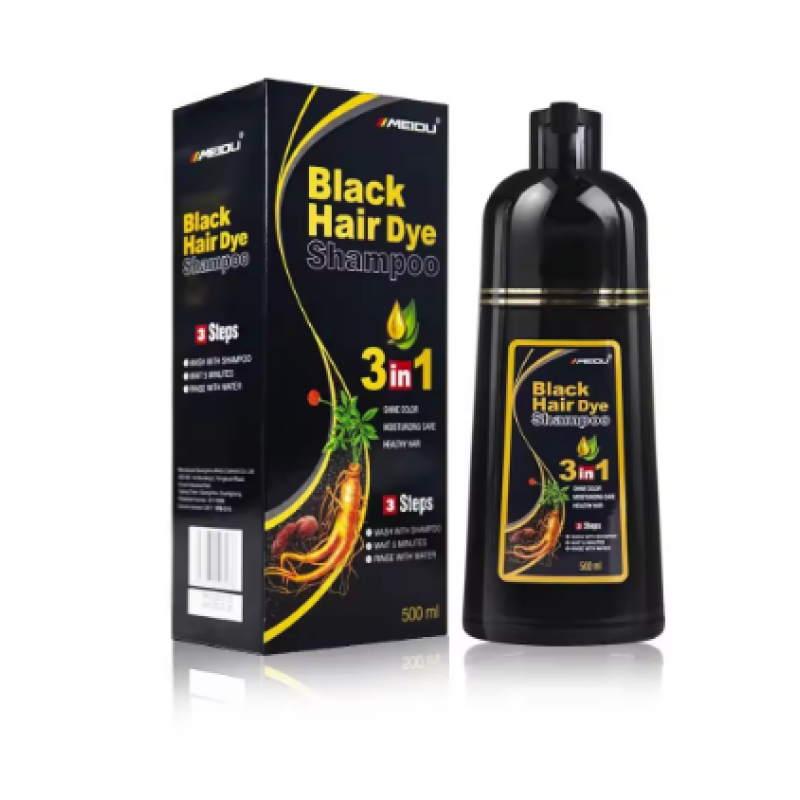 Black 3-in-1 Instant Coloring Shampoo for Fast, Natural-Looking Hair Dye