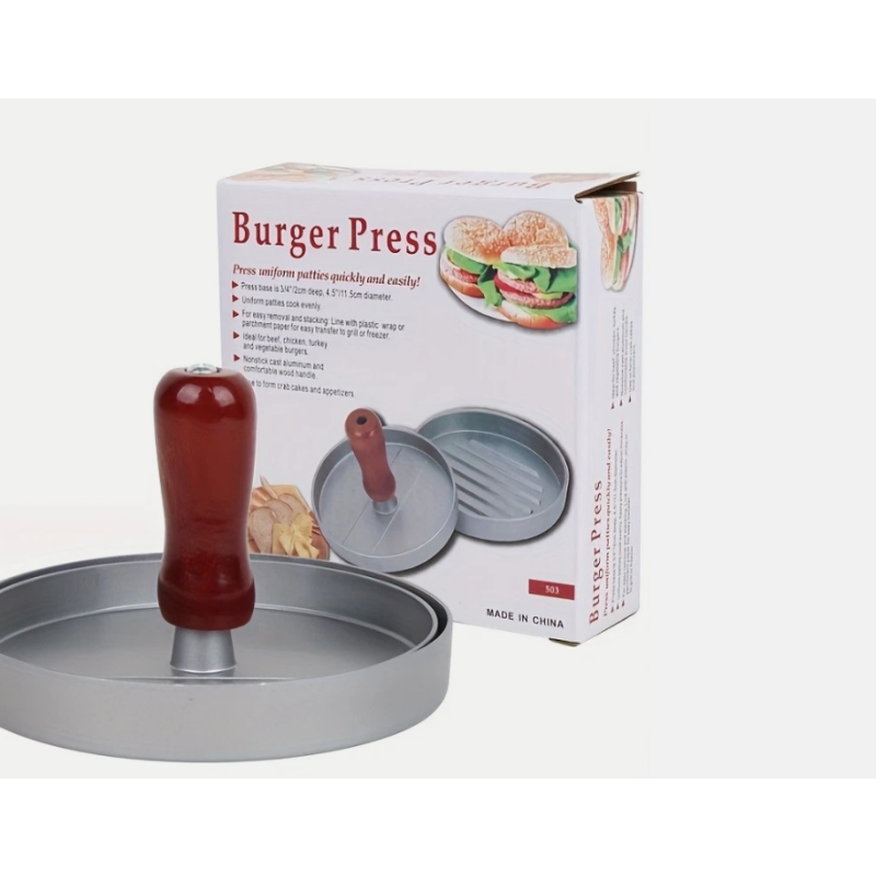 Non-Stick Burger Press – Professional Hamburger Patty Maker with  Patty Papers