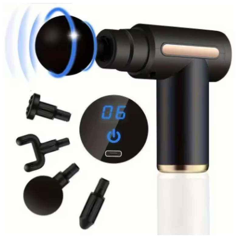 Black Mini portable muscle massage gun handheld deep body massager for back neck