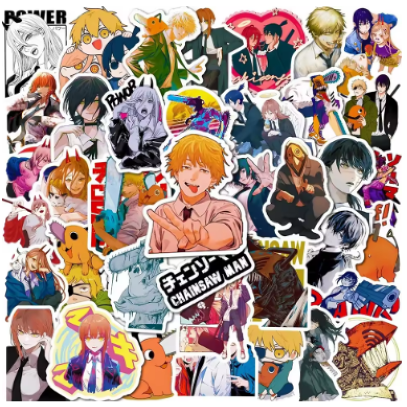 50 pcs Pochita Chainsaw Man Sticker Pack Waterproof Anime Decals
