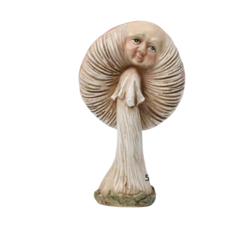 Xrenlian 1pc Charming Mushroom Statue Baby Face Resin Garden Lawn Decor Gift