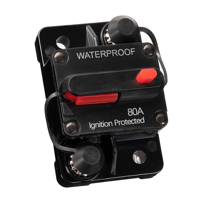 80 AMP Circuit Breaker with Manual Reset,12V-48V DC Waterproof Inline Fuse Inver