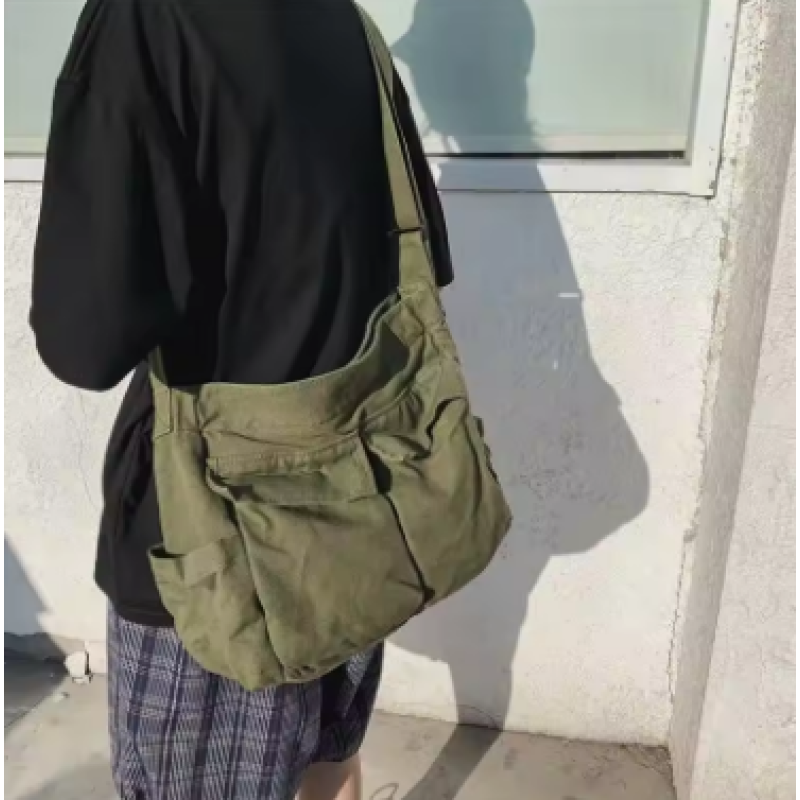 Green Women Vintage Canvas Shoulder Tote Crossbody Handbag