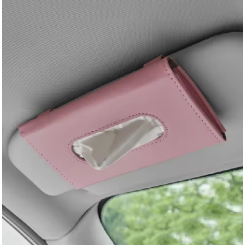 Pink Car tissue box holder for sun visor auto interior storage decor.