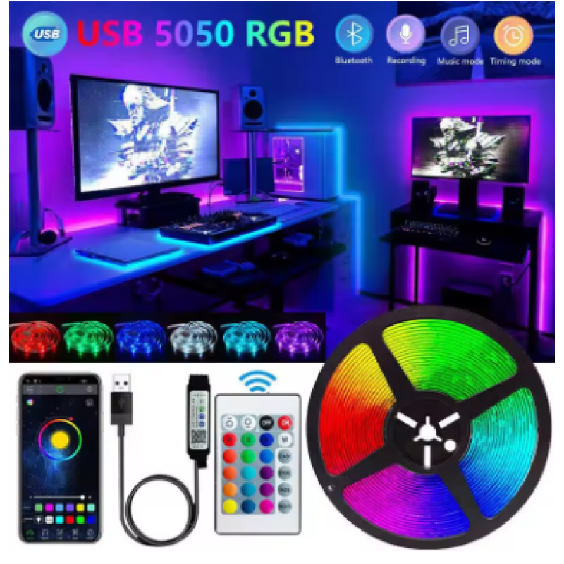 1m Bluetooth LED Strip Lights Smart SMD 5050 APP Remote Control Flexible lamp