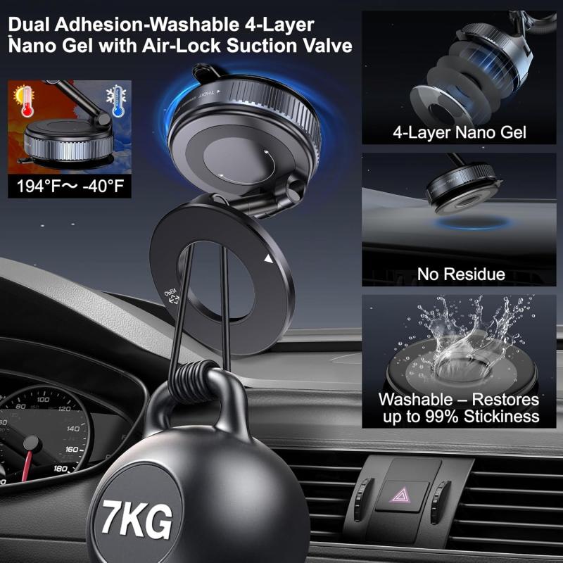 Vacuum Magnetic Suction Phone Holder, Foldable and Retractable Hands-Free