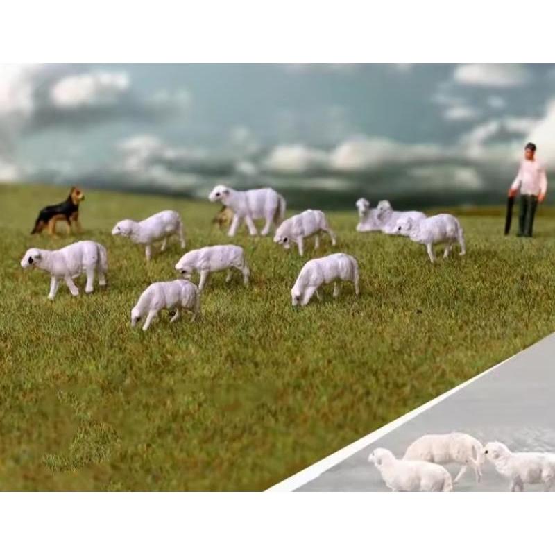 10pcs Model White Sheep Animal Toy Diorama Landscape Ho N Scale Train Building