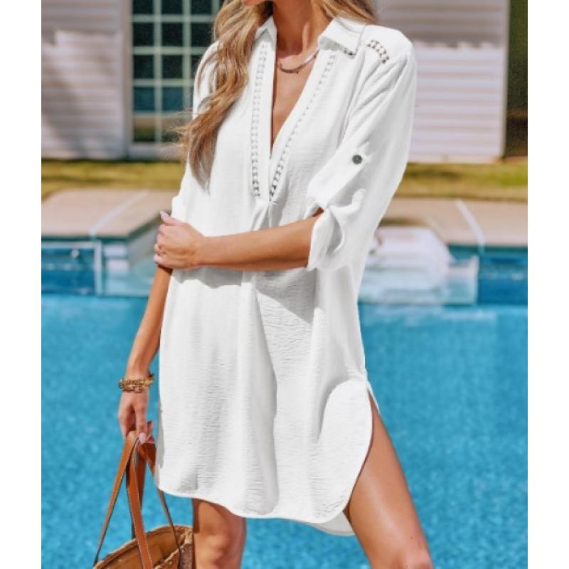 Size M Throw It On White Cover-Up Mini Dress