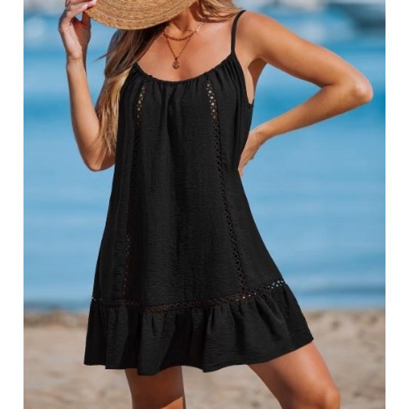 Size M Moonlit Grace Black Cover-Up Mini Dress