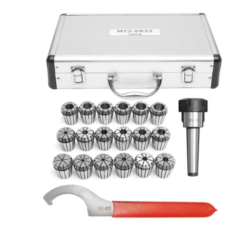 18-Piece ER32 Collet Chuck Set – 3–20mm with Chuck and Spanner