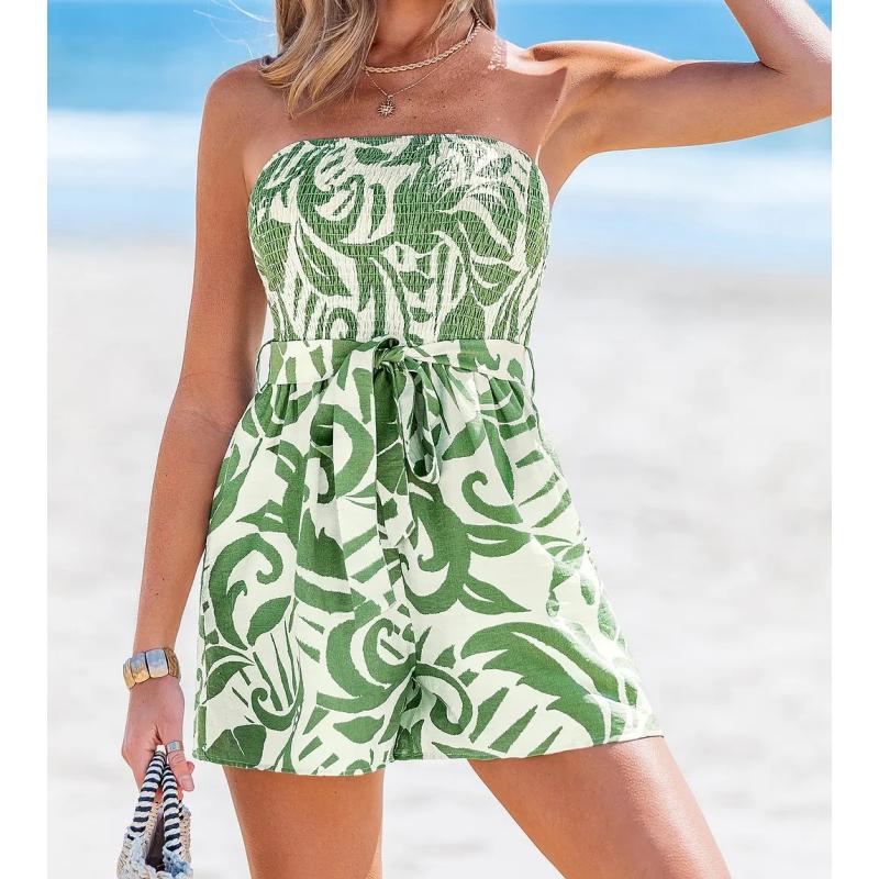 Green Size M Lime Blossom Floral Romper