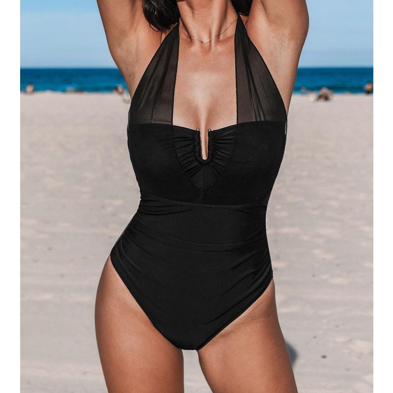 Black Size M-T Deep Orchid Long Torso One-Piece Swimsuit