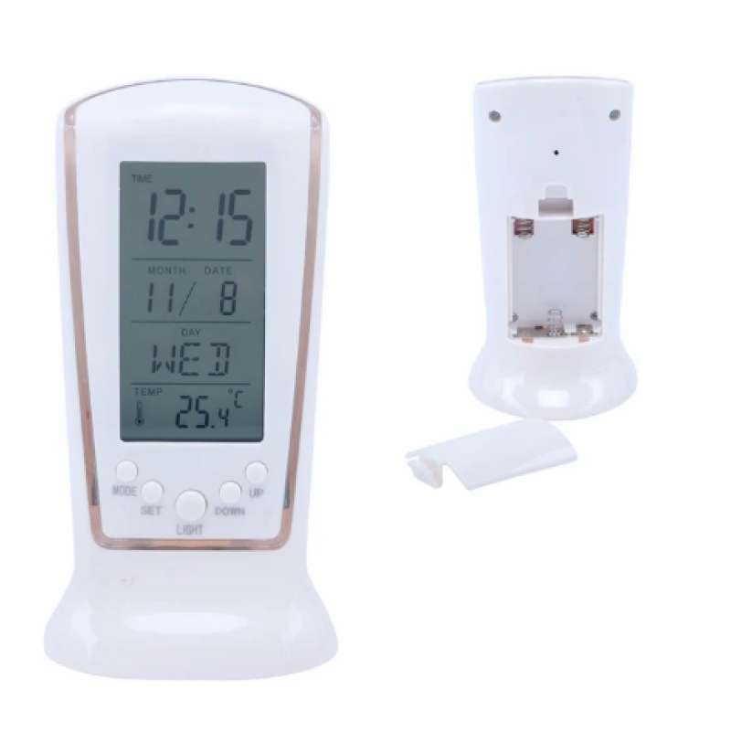 Alarm Clock Battery Oprerated Multifunction Clock with Time, Date & Temperature Includes 7 Music Ton