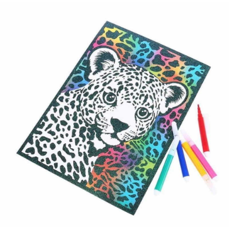 Glitter Colour Art Set with 4 Markers 4 Assorted Designs