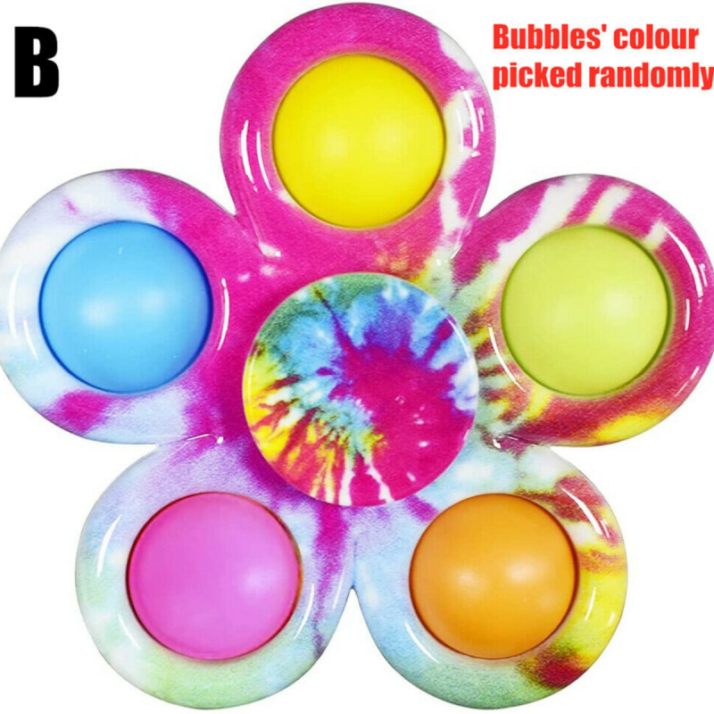 Fidget Spinner Pop it Toys Tie-Dye Popper Bubble Sensory Stress Relief For Kids