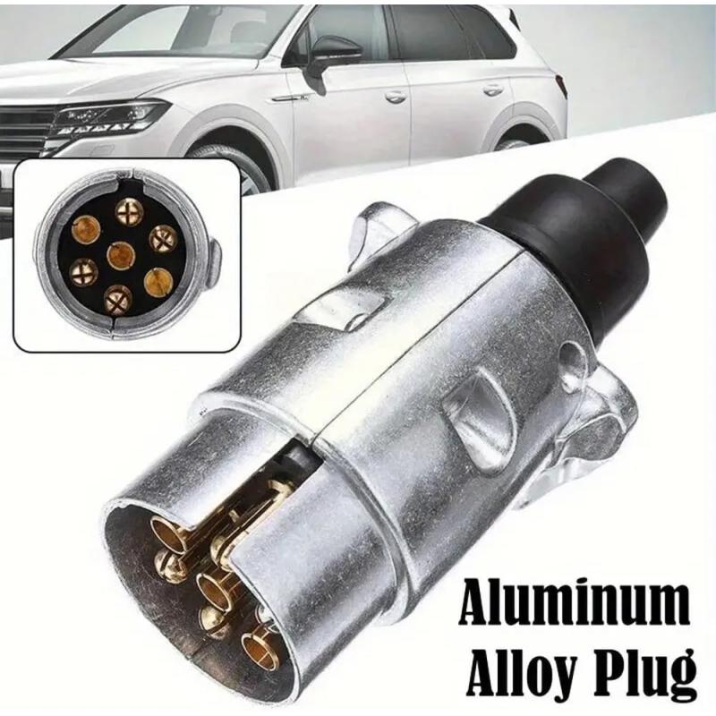 Heavy-Duty 12V Aluminum Alloy Trailer Plug - 7-Pin European Standard Connector for Trucks, RVs & Boa