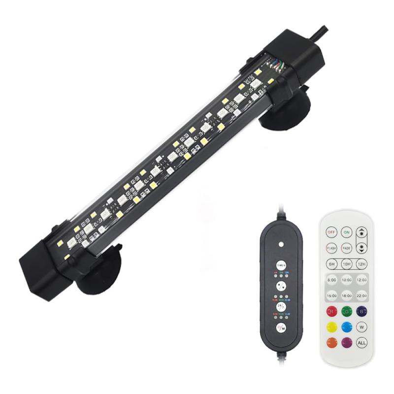 24/7 Mode Submersible Aquarium LED Light, Full Spectrum Hidden Fish Tank Light with 3 Rows Beads 7 C