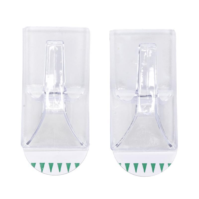 Removable Hooks Rectangle Clear Plastic 75mm x 40mm 2pk (Holding Weight 3kg) 