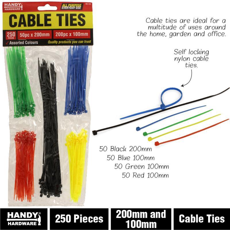 Cable Ties Colour Assorted 250pc