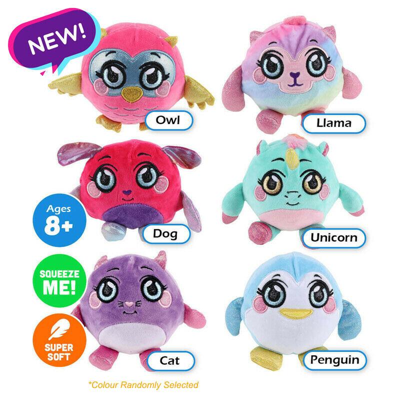 Squeeze Me Plush 12cm 6 Assorted Animals Memory Foam Filling