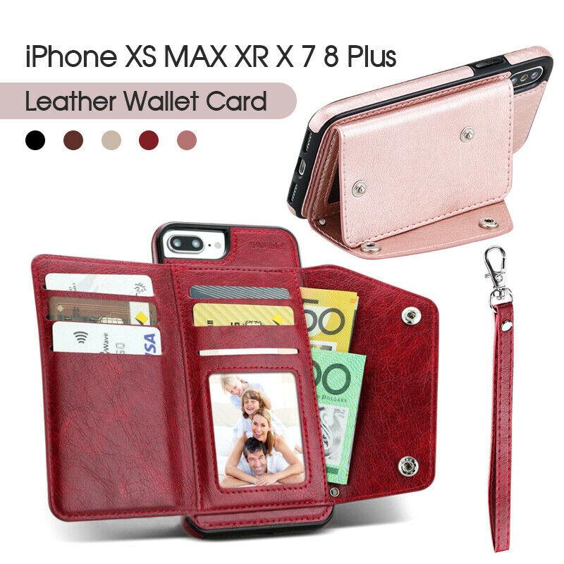 NEW iPhone XS MAX XR X 7 8 Plus Luxury Leather Wallet Card Shockproof Case Cover